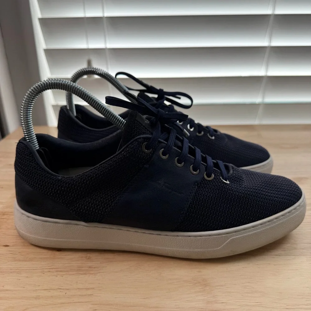 Salvatore Ferragamo Athletic Sneakers‎ Men's Navy Knit Lace-Up Trainers - 6 Wide